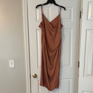 Chic Backless Tan Slip Dress